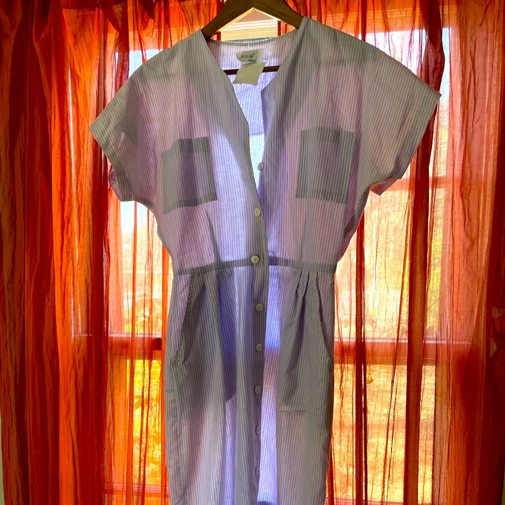 Jody California Summer Dress #vintage #pinstripe #buttondown #shortsleeves